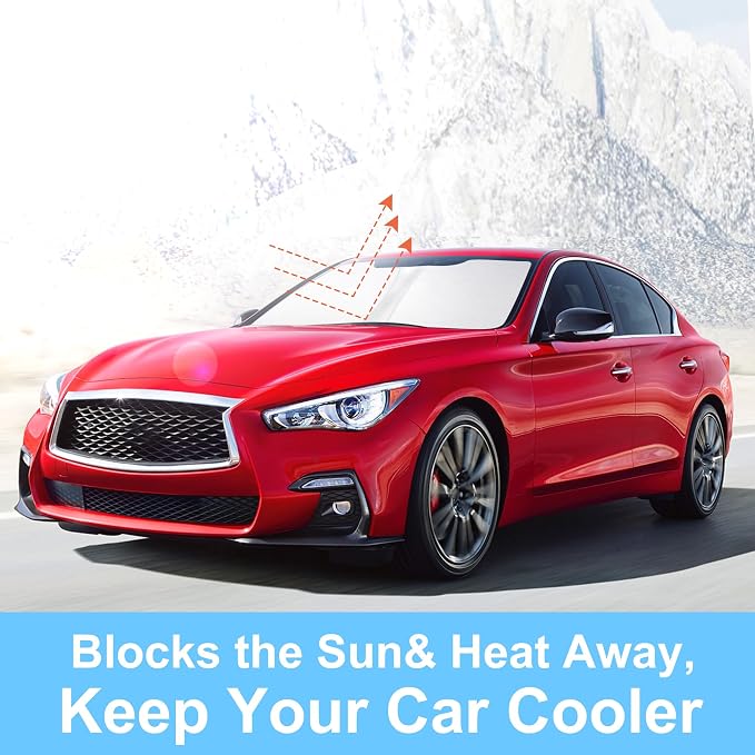 Front Windshield Sun Shade Foldable Car Front Window Sun Shade Windshield Shade Custom Fit for 2014-2024 Infiniti Q50 Block UV Rays Car Accessories Heat Keep Cooler - Image 4