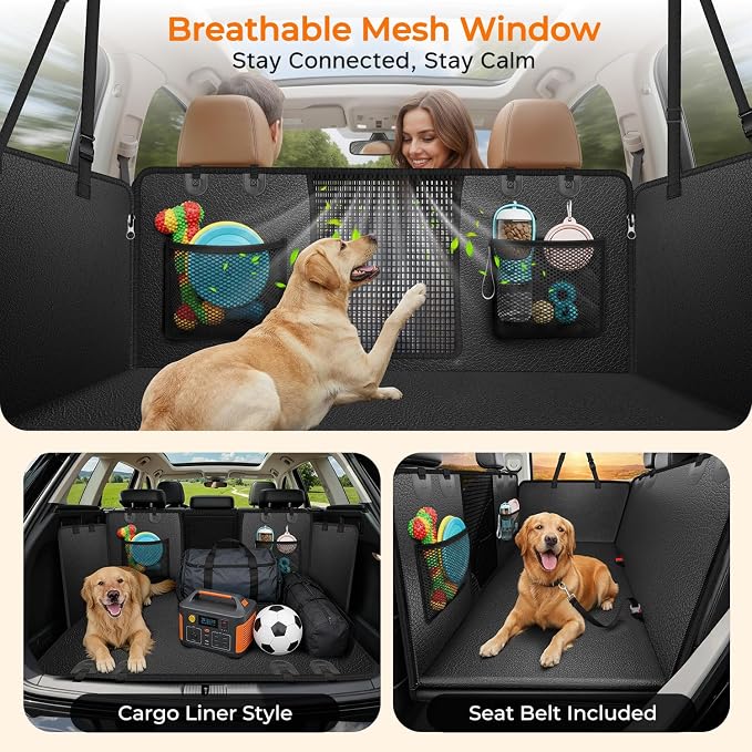 URPOWER PU Leather Dog Back Seat Extender for Full-Size Crew Cab Trucks | 550 lb Support, 45% More Space for Large & Multiple Dogs, 3 Large Panels, Foam Padding for Comfort, Waterproof PU Leather - Image 9