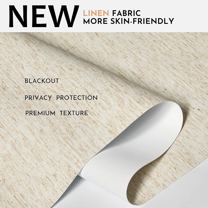 Persilux Blackout Roller Shades for Window Blinds,Cordless,Linen Fabric,Thermal Insulated Fabric UV Protection Shades for Home,Office,Bedroom,Door,Blackout-Cream,22 1/2" W X 72" H - Image 2