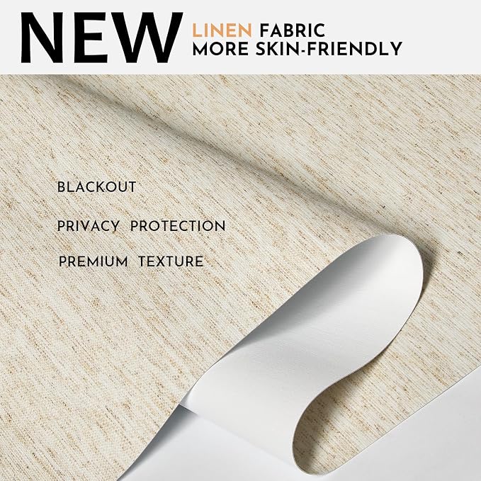 Persilux Blackout Roller Shades for Window Blinds,Cordless,Linen Fabric,Thermal Insulated Fabric UV Protection Shades for Home,Office,Bedroom,Door,Blackout-Cream,52" W X 72" H - Image 2