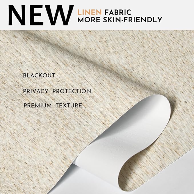 Persilux Blackout Roller Shades for Window Blinds,Cordless,Linen Fabric,Thermal Insulated Fabric UV Protection Shades for Home,Office,Bedroom,Door,Blackout-Cream,53" W X 72" H - Image 2