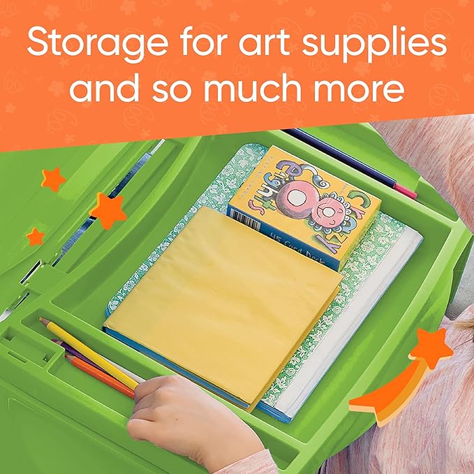 HearthSong Foldable Lap Desk for Kids with Storage - Ideal Floor Desk for Drawing, Studying, Portable Folding Travel Lap Table, Versatile Bed Desk & Lap Tray, Green - Image 6