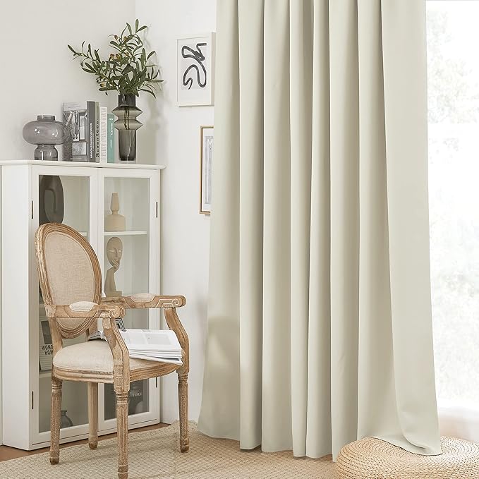 RYB HOME Curtains for Bedroom Living Room Nursery Office 63 inches Long | Room Darkening, Thermal Insulated, Privacy Protection, Rod Pocket, Drapes for Office Home Theater, W42 x L63, Beige, 2 Panels - Image 5