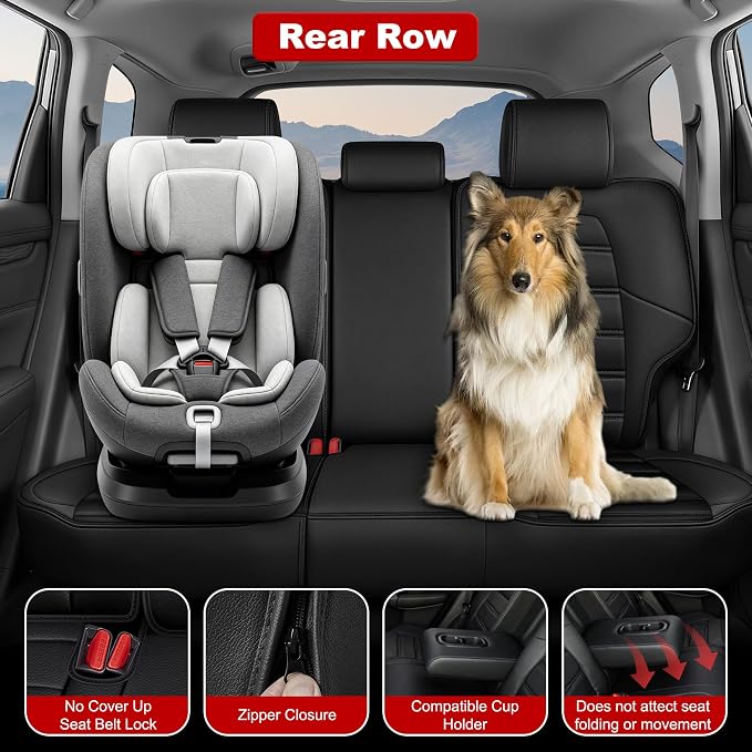 TTX LIGHTING Custom Fit Seat Covers for Honda CR-V 2017-2022 | Original Seat Pattern Faux Leather Waterproof Full Set for 2-Row 5-Seater, Airbag Compatible - Image 5