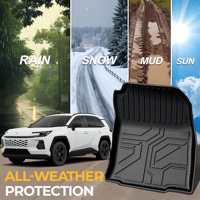 Floor Mats for 2026 Toyota RAV4 Hybrid Accessories | w/o Subwoofer, Full-Coverage Set with Cargo Liner & Backrest Protector, Odorless TPE, All-Weather Protection, 3D Laser Fit - Image 9