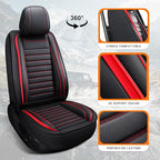 MINGBRON Leather Car Seat Covers Full Set, Universal Faux Leather Car Seat Covers 5 Seats, Automotive Seat Covers for Most Sedans SUVs Trucks, Front and Rear Seat Covers,Wine Red - Image 4
