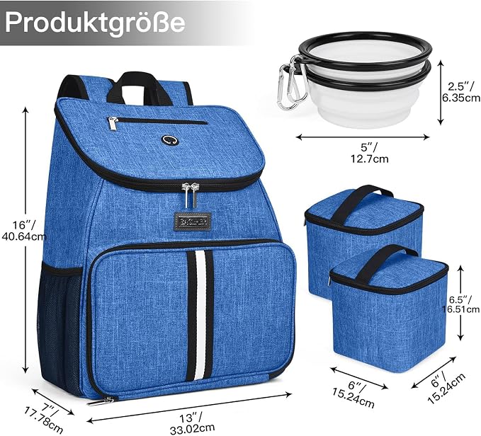 BAGLHER丨Dog Travel Bag, Airline Approved Pet Supplies Backpack, Dog Travel Backpack with 2 Silicone Collapsible Bowls and 2 Food Baskets - Image 3