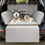 SUV Cargo Liner for Dog, Orthopedic SUV Dog Bed for Truck, Medium | Waterproof-coated 2-inch foam 6-inch side bolsters, bumper flap, storage pocket, non-slip backing for SUVs,25 x 30 in by Duckygoo