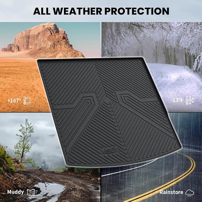 LASFIT Trunk Mat for Volkswagen Atlas Cross Sport 2020-2026, Custom Fit All-Weather Protection TPE Rubber Cargo Mat for VW Accessories, Super Duty, Waterproof, Easy to Clean, Black - Image 8