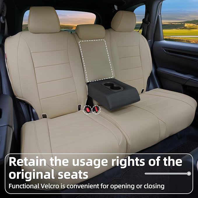 Lolcar CRV Seat Covers Custom Fit for Honda CRV 2023 2024 2025 2026 Leather Car Seat Cover Full Set for Trucks SUV,Waterproof Car Seat Cushion,Faux Leather （Beige） - Image 4