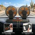 24V Dual Head Car Fan, Heavy Duty Truck Fan with 2 Speeds, 360° Rotatable Dashboard Air Circulator for Semi-Truck, Bus, RV, Excavator, Tractor, Cigarette Lighter Powered - Image 7