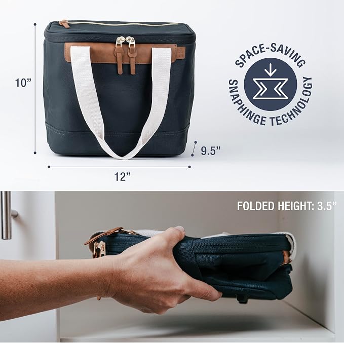 CleverMade Malibu Luxe Collapsible Cooler, 18 Can (25 lbs) - Leeward Navy | Keep Drinks Cold Without Hard-Cooler Bulk | Layered Insulation, Leak-Resistant Liner, and Adjustable Strap Simplify Travel - Image 2