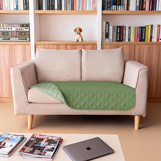 gogobunny 100% Double-Sided Waterproof Dog Bed Cover Pet Blanket Sofa Couch Furniture Protector for Puppy Large Dog Cat, Reversible (32x53 Inch (Pack of 1), Dark Green/Light Green) - Image 5