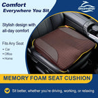 kingphenix Memory Foam Car Seat Cushion for Driving Comfort and Office Use | Coccyx & Lower Back Pressure Relief, Non-Slip 4D Mesh Seat Cushion for Cars, Trucks, SUVs, Long Drives & Office Chairs, Brown - Image 2