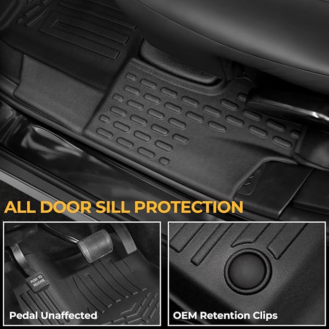 Floor Mats for 2016-2026 Dodge Durango 6-Seats Accessories | Captain Seats, Full-Coverage Mats Set with Cargo Liner & Backrest Mat, Odorless TPE, All-Weather Protection, 3D Laser Fit - Image 6