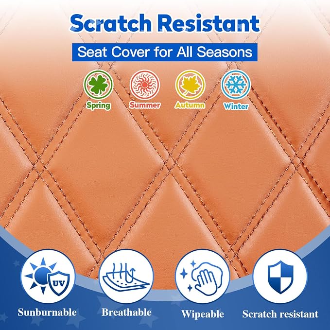NOKINS Golf Cart Seat Covers 4 Piece Fits EZGO Freedom TXT-T48 2014+ | Front and Rear Seat Vinyl Covers, Golf Cart Accessories, No Staples(All Brown) - Image 6