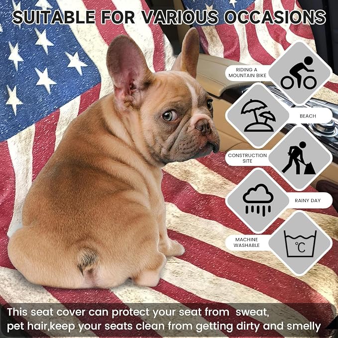 Car Seat Covers 2pcs Waterproof Towel Car Seat Cover Universal Fit for Most Trucks SUV Fitness Athletes Pets Gym and Water Sport，American Flag Design - Image 4