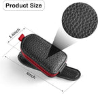 SINGARO Sunglasses Holder for Car, Leather Magnetic Buckle Sun Visor Sunglass Clip, Ticket Card Storage Glasses Clip, Car Interior Accessories for Men and Women（2PCS Black-red） - Image 5