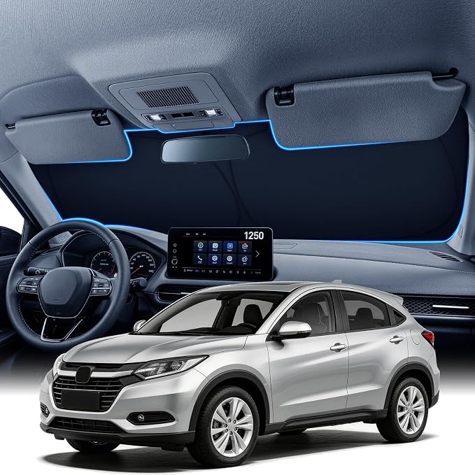 Zanch Custom Windshield Sun Shade for Honda HR-V 2023-2026, 7-Layer UV & Heat Protection, 100% Light Blocking, Vehicle-Specific Fit, Interior Protection, Keeps Cabin Cooler, Foldable SUV Accessories by Zanch