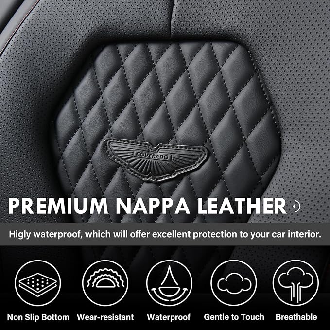 Coverado Seat Covers, Car Seat Covers Front Seats, Black Car Seat Cover, Waterproof Car Seat Covers, Car Seat Cushion, Front Car Seat Covers Leatherette Car Seat Protector Universal Fit Most Cars - Image 5
