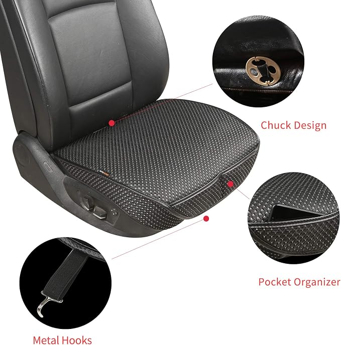 Auto Newer 2 PCS Breathable Universal Four Seasons Car Seat Covers，Luxury Car Seat Cushion，Protectors for Front Seat Bottoms,Compatible with 95% Vehicles， Fit for Cars Truck SUV or Vans(Black+Grey) - Image 3