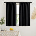 RYB HOME Blackout French Door Window Curtain Coverings, Rod Pocket | Thermal Insulated, Privacy Protection, Non See Through, Drapes for Small Window Bathroom Kitchen, W29 x L45, Black, 2 Panels by RYBHOME