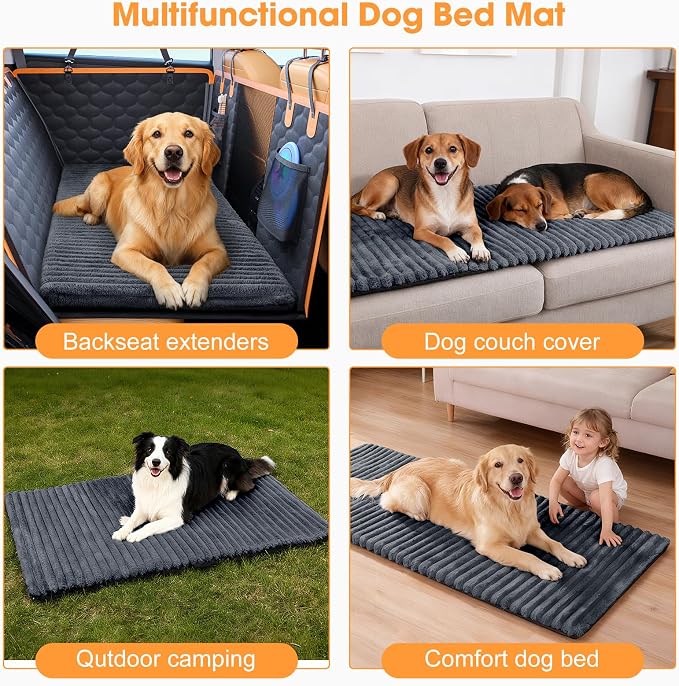 FURTIME Backseat Pet Bed Mat, Non-Slip Washable Dog Bed for Car Back Seat | Travel Pet Mat with Removable Cover, Dog Seat Covers Protector Fit for Backseat Extenders and Trucks SUVs, 54"x 24.8", Grey - Image 8
