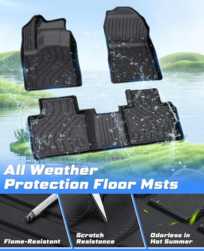 Sunsdrew Floor Mats for 2022-2026 Mitsubishi Outlander (Gas Only) | Not for Sport or PHEV, All Weather Protection Car Mats Accessories, Front Rear 2 Rows, TPE Rubber, Raised Edge - Image 2