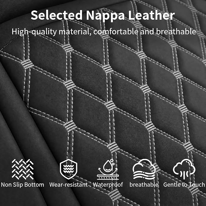 Custom Seat Covers for Silverado, Waterproof Nappa Leather Full Set Seatcovers for Chevy Silverado/GMC Sierra 2007-2013 & 2019-2026 1500, 2020-2026 2500HD 3500HD Crew/Double/Extended Cab,Gray - Image 6