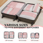 OlarHike 8 Set Compression Packing Cubes for Travel Essentials,Compressible Expandable Space Saver Bags for Organizing Clothes,Luggage Suitcase Garment Bags with Over 1000 pcs Mesh Holes(Pink) - Image 9