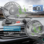 5V Dual Head Car Fan, Portable Vehicle Cooling Fan with 2 Speeds, 360° Rotatable Adjustable Dashboard Air Circulator for SUV, RV, Truck, Sedan, Cruise, Cigarette Lighter Powered USB Fan - Image 4