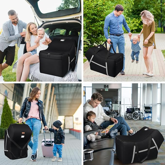 Infant Car Seat Travel Bag for Airplane Compatible with All Nuna Pipa Car Seat and Base,Chicco KeyFit 30 and Base, Padded Car Seat Bags for Air Travel,Car Seat Gate Check Bag with Side Pocket, Black - Image 7