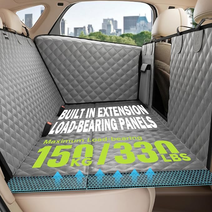 Pecute Dog Car Seat Cover for Back Seat 53.54 * 23.62 in, Car Window Fixing for Maximum Car Protection, Leather Fabric Back Seat Extender for Dogs, Waterproof & Scratch-Resistant, Support to 330 lbs - Image 6