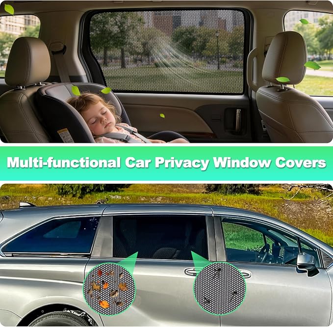 Sienna Window Shades 2021-2025, Rear Side Mesh, 2PCS | Custom Fit Window Shades, Breathable Mesh Blocks UV Rays, Reduces Heat & Glare, Creates Comfort for Babies & Rear Passengers - Image 6