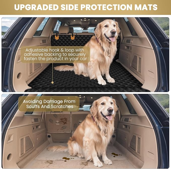 BONTHEE Waterproof SUV Dog Cargo Liner Mat - Heavy Duty Pet Seat Cover for SUV Sedan Van, Non-Slip Back Trunk Protector with Bumper Guard, Large Universal Fit (Black) - Image 7