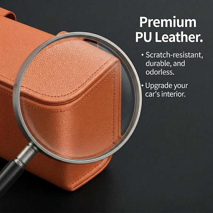 Magnetic Sunglasses Holder for Car Visor, PU Leather Clip, Orange | Soft Inner Lining, One-Handed Access, Holds Eyeglasses, Parking Tickets and Receipts, For Cars, SUVs and Trucks, 1 Pack - Image 8