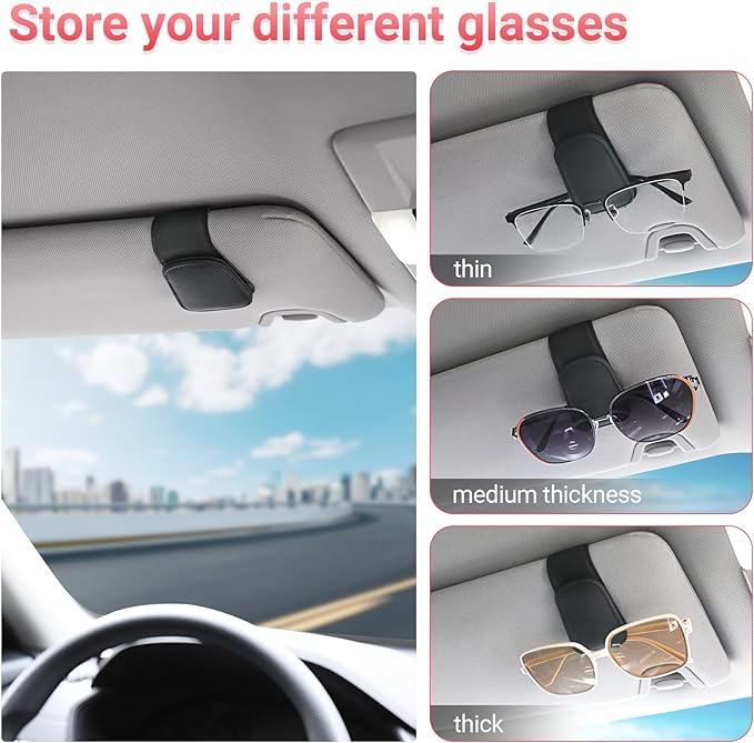 KanSmart Sunglass Holder for Car Sun Visor Magnetic Sunglasses Clip -2 Pack | sun visor organizer, ticket card clip, universal auto interior accessories, one-handed magnetic, anti-scratch,eyeglass holder - Image 3