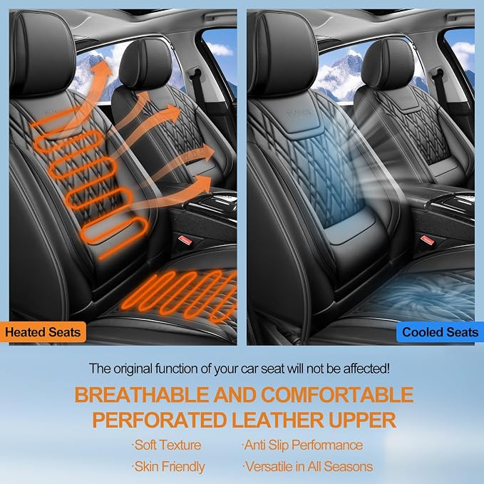 for GMC Terrain 2010-2025 2026 Car Seat Covers, Full Set, Black | Luxury Full Coverage Leather Seat Protectors, Waterproof Breathable Non-Slip Easy to Install, Airbag Compatible, All-Season - Image 8