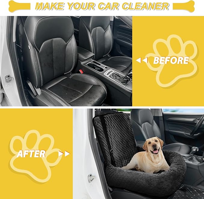 Dog Car Seat for Small Medium Dogs,Detachable Washable Travel Safety Pet Booster Seat, Comfy Ultra Soft and Multifunctional Car Travel Bed,Black - Image 5