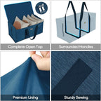 BALEINE Extra Large Storage Tote with Zippers & Carrying Handles, Heavy-Duty Oxford Fabric Moving Bags for Laundry, Space Saving, Storage, Denim Blue - Image 3