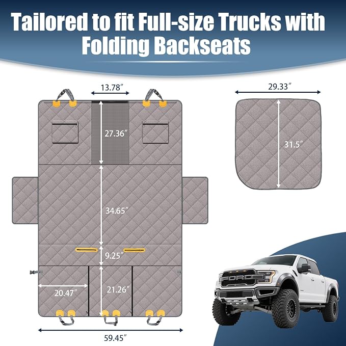 Dog Car Seat Cover for Back Seat, Hard Bottom Car Seat Cover with Door Protector for Full-Size Crewcab Trucks, Scratch-Resistant, Waterproof Back Seat Extender for Dogs - Image 7