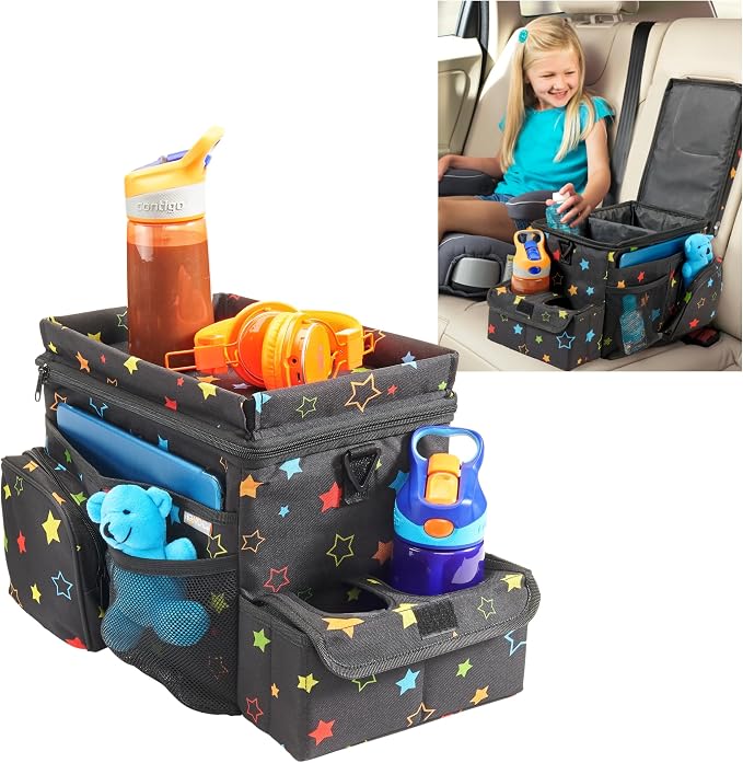 High Road CarHop Car Caddy Organizer With Cooler and Cup Holders | Sturdy Snack and Play Backseat Organizer for Kids with Top Tray and 6 Organization and Storage Pockets by HighRoad