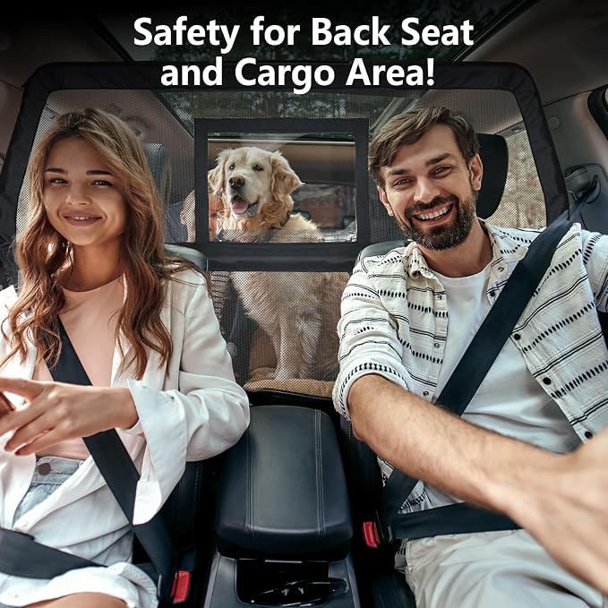 50" Pet Dog Car Barrier with Removable Visual Window, Pet Barrier for Car Escape-Proof, Back Seat Divider & Cargo Area Gate, Durable Dog Net for Car, Ideal for Trucks, SUV & Mid-Sized Vehicle - Image 6