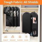 Garment Bag Travel Suit Storage: 63 Inch 3 Packs Fabric Breathable Zippered - Clothes Covers Carry Shoe Pockets Lightweight - Women Travel Wardrobe Protector Hanging Up Multiple - Image 5