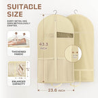 Lazebox 43" Travel Garment Bag with Accessories Zipper Pocket, Heavy Duty Suit Bag for Suits, Tuxedos, Dresses, Coats, Beige, 1 pack - Image 3