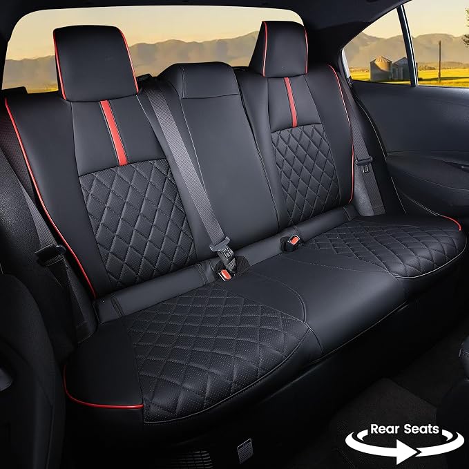 HKZ Customized Special seat Cover for Toyota Corolla (Black+Red, 2023-2026 Corolla Hybrid SE) - Image 2