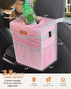 Pritent Car Trash Can with Lid Leakproof Car Garbage Bag Vehicle Trash Bin | Hanging Automotive Garbage Can,Multipurpose Car Accessories for Women Men Interior Car Storage Organizer(2.8 Gal,Pink Print) - Image 2