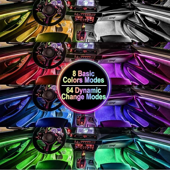 BFXM Car Interior Lights, LED Lights Strip with Cigarette Lighter Adapter | LED Lights for Car, Car Ambient Lighting, App & Remote Control Music Sync Color Change Lights for Truck Car Decor - Image 2
