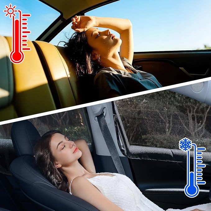 Aokway Car Side Window Sunshades, Driver Car Window Screen Mesh, Universal Fit for Camping and UV Protection (Black, Front Side 2pcs) - Image 9