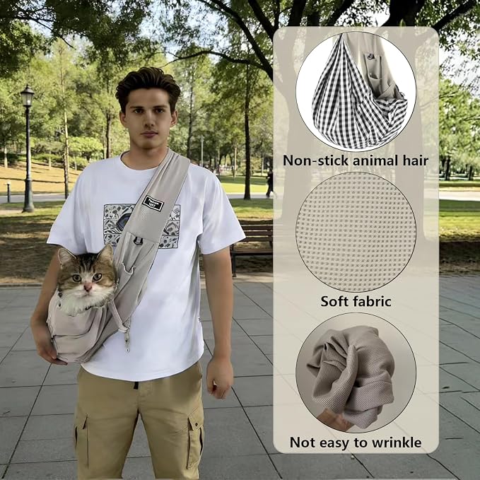 Dog Sling Carrier Soft Breathable for Small Dogs Cats 3-12 lbs,Gray | Cat sling & dog carrier sling with safety tether, organizer pocket, soft fabric. Perfect for travel, hiking,outdoor - Image 5